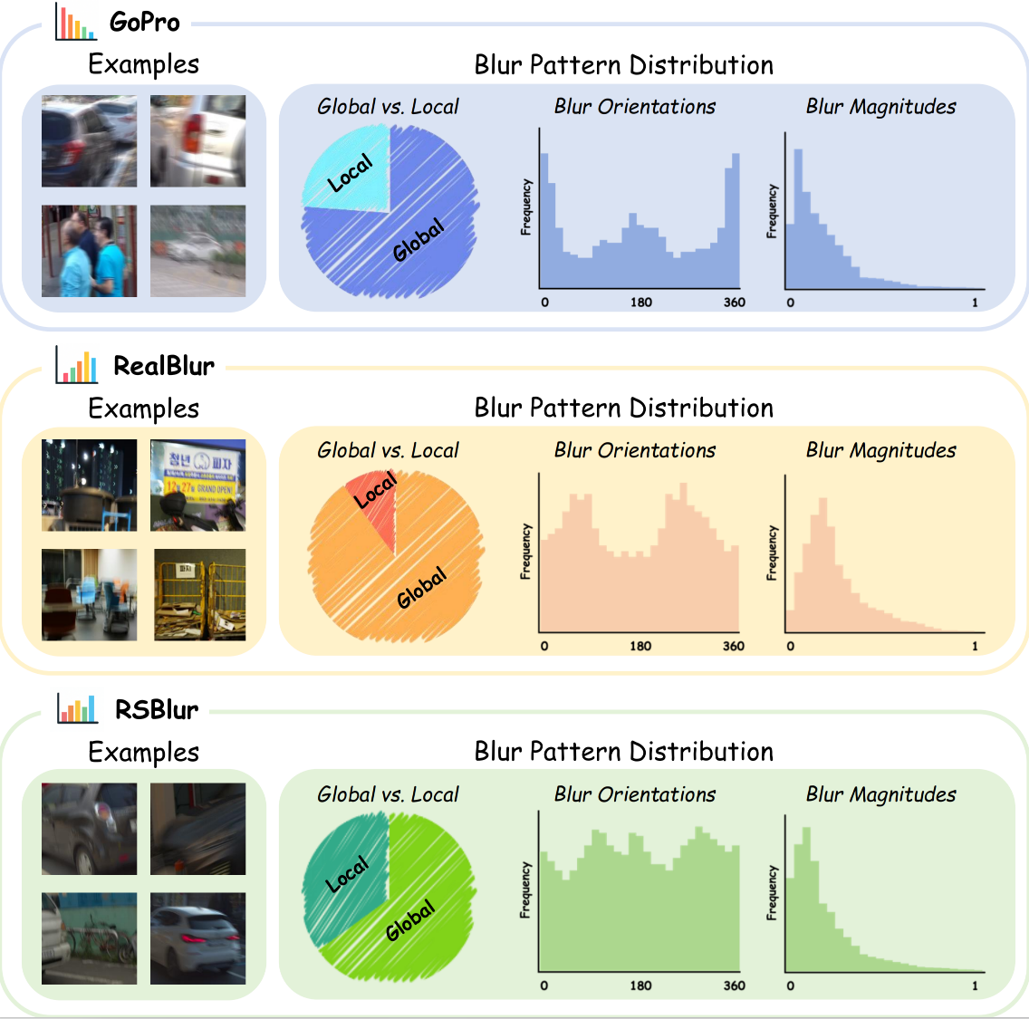 Dataset-specific blur patterns